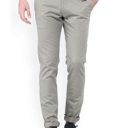 Basics Men Grey Tapered Fit Self Design Regular Trousers-image-96