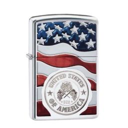 Zippo Multicolor America Stamp on Flag Brass Pocket Lighter-image-51