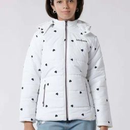Kate & Oscar Kids White Printed Full Sleeves Jacket-image-1