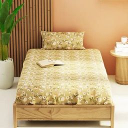KOPA Bagator Sage Microfibre Floral 152 TC Single Flat Bedsheet with 1 Pillow Cover-image-7