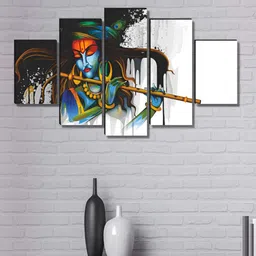 SAF White & Blue 5 Pieces Religious Wall Paintings-picture-28