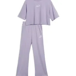 Puma Kids Vivid Violet Cotton Logo T-Shirt Set-image-3