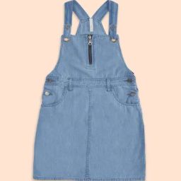 Pantaloons Junior Kids Blue Cotton Regular Fit Pinafore Dress-picture-4