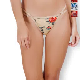 Selfcare Pack of 4 Mid Rise Floral Print Women Thongs Panties - SN2634-picture-53