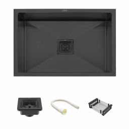 LIPKA 24x18x10 inch Matte Finish Stainless Steel Single Bowl PVD Coated Kitchen Sink, HMSB10-BLACK-image-16