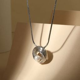 Cierra Silver-Plated Pearls Beaded Circular Pendant With Chain-image-36