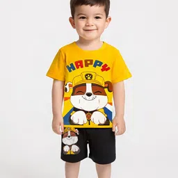 Kids printed Happy Dogg T-shirts shorts set-5
