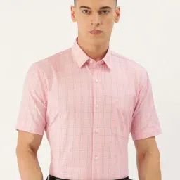 Peter England Pink Regular Fit Checks Shirt-picture-15