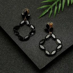 YouBella Contemporary Golden Black Dangler Earrings for Women-18