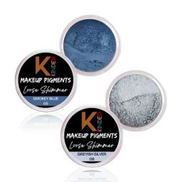 KINDED Makeup Pigments Loose Shimmer Powder Eyeshadow 05 Smokey Blue & 06 Greyish Silver Combo-image-95