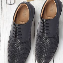 FAUSTO Men Textured Formal Derbys Shoes-picture-11