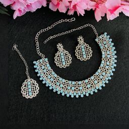VATSALYA creation Alloy Gold- plated Turquoise Jewellery Set-15