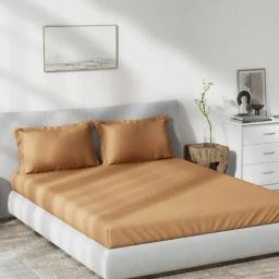 DDecor Solid Orange 180 TC Cotton King Bed Sheet With 2 Pillow Covers-picture-43