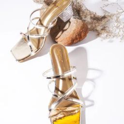 The White Pole Women's Golden Casual Sandals-image-78