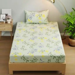 KOPA Rivera Mint & Green Microfibre Floral 192 TC Single Flat Bedsheet with 1 Pillow Cover-picture-16