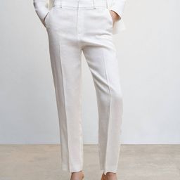 MANGO Women Linen Straight Fit Trousers-image-80