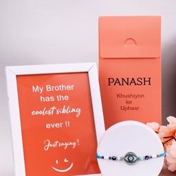 PANASH Stone Studded Beaded Rakhi With Photo Frame & Roli Chawal-image-19