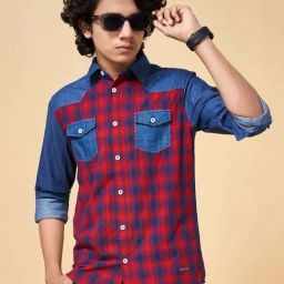 Coolsters by Pantaloons Kids Red & Blue Cotton Chequered Full Sleeves Shirt-image-4