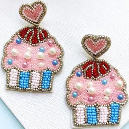 Crunchy Fashion Artificial Beaded Cupcake Shaped Drop Earrings-picture-9