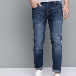 Mast & Harbour Men Navy Blue Skinny Fit Mid-Rise Low Distress Stretchable Jeans-picture-23