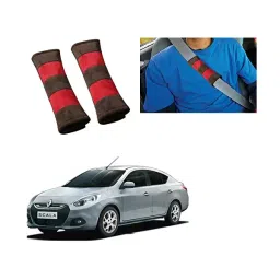 Auto Pearl Seat Belt Cushion (Pack of 2, Brown Red) Compatible for Renault Scala-image-93