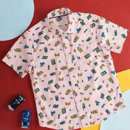 Pantaloons Junior Pink Cotton Printed Shirt-image-73