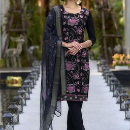 ZIRVI Women Embroidered Regular Kurta with Trousers & With Dupatta-50