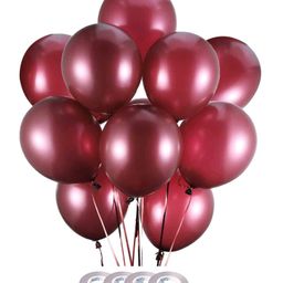 AMFIN Burgandy Metallic Balloons with Matching Curling Ribbon for Birthday Decoration - Pack of 100-image-22
