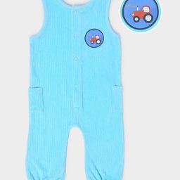 Mi Arcus  Cotton Sleeveless Striped Designed & Car Patch Detailed Jumpsuit Sky Blue-picture-16