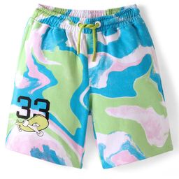 Pine Kids Terry Above Knee Length Shorts  Marble & Numeric Print - Multicolour-image-53