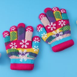 Babyhug Woollen Gloves with Snow Print - Multicolor-picture-37