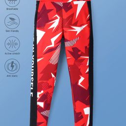 Pine Active Full Length Super Stretch Abstract Printed Leggings - Red-image-95