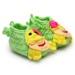 MayRa Knits Hand Knitted Bird Designed Crochet Booties - Green-picture-4