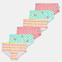 Plan B Cotton Elastane Pack Of 6 Floral & Butterfly Printed Panties - Pink Blue Lavender Green & White-image-88
