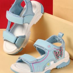 Cute Walk by Babyhug Velcro Closure Sandals With Butterfly Applique - Light Blue-picture-11
