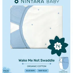 NINTARA BABY Wake Me Not Swaddle Wrap 100% Organic Cotton, Ultra-Soft Newborn Sleep Sack with Safe Velcro (0-3 Months) - Pack of 2-picture-5
