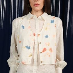 Virgio Kusum Top Eco-Printed Tie-Up Waistcoat-image-73