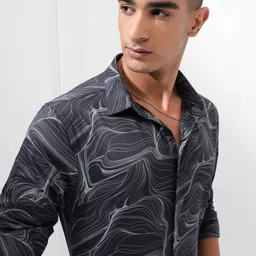 KETCH Men Spread Collar Abstract Printed Slim Fit Casual Shirt-picture-25