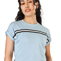 BLUEFICUS Women Striped Roll-Up Sleeves Cotton Top-picture-24