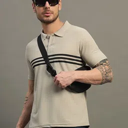 TIMBER HITCH Striped Short Sleeves Polo Collar Cotton T-shirt-picture-21