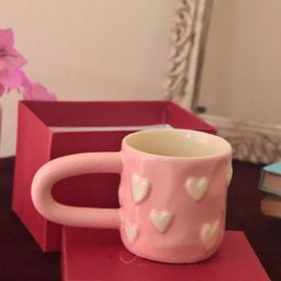 WEAVING HOMES Pink & White Printed Ceramic Dishwasher Safe Glossy Cups 300ml-39