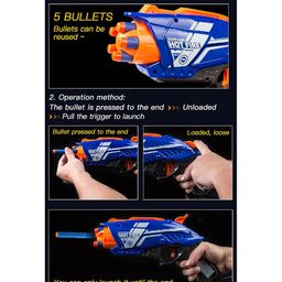 VGRASSP Foam Blaster Toy Gun for Kids Automatic Revolver Gun Toy Safe and Long Range With 20 Soft Suction Bullets - Blue image 5