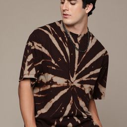 Moda Rapido Washed Effect Tie & Dyed Drop-Shoulder Sleeves Oversized Fit T-shirt-picture-36