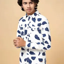 Coolsters by Pantaloons Kids White & Blue Cotton Printed Full Sleeves Shirt-picture-37
