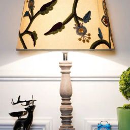 Kapoor Lamp Shades Distress White & Brown Wood Hatton Casement Shade Table Lamp-image-25