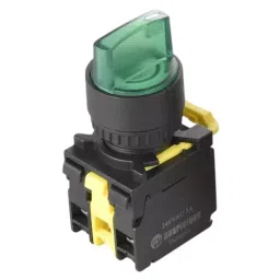 Sibass Electric Selector Switch with Lamp LA Series Green Color 2 Position Standard Handle 22.5 mm Dia. With CE Mark, SE-LAY38-11DX-21 (Pack of 500)-22