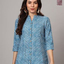 Anouk Rustic Mandarin Collar Striped Tunic-picture-40