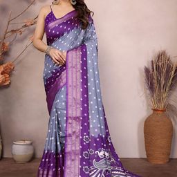 Moda Rapido Bandhani Zari Silk Blend Saree-picture-17