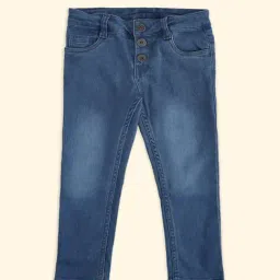 Pantaloons Junior Kids Indigo Blue Cotton Regular Fit Jeans-picture-14