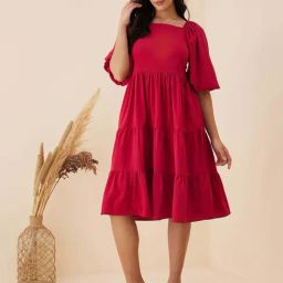 Rare Maroon A-Line Dress-image-107